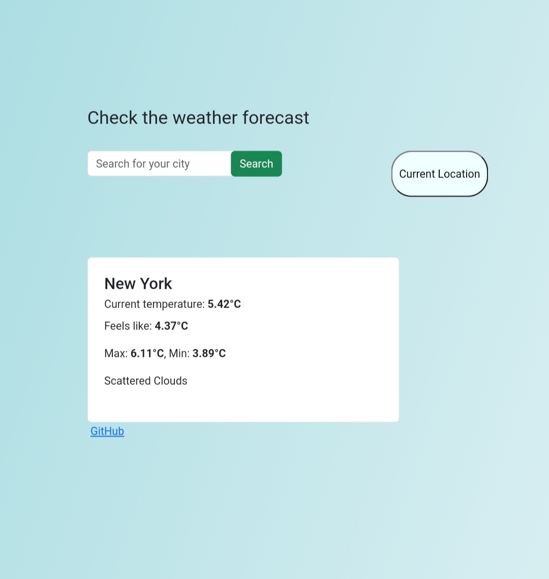 Current location weather  website project 